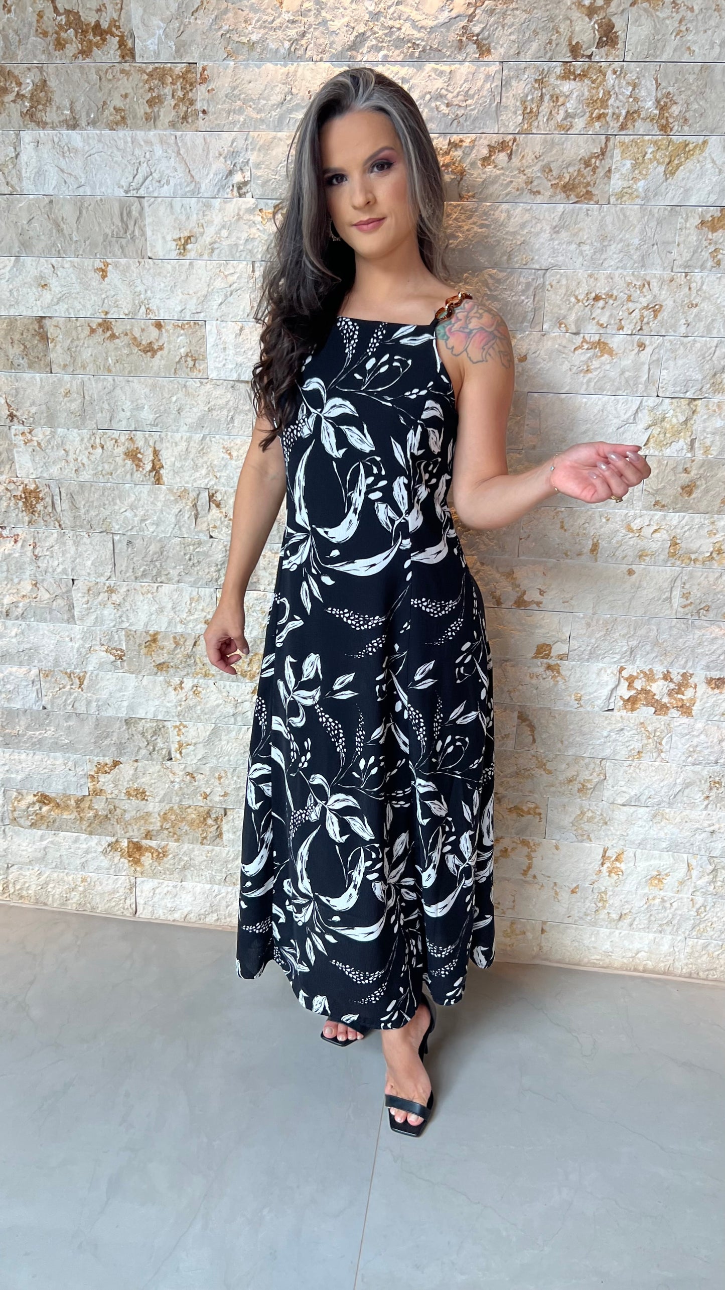 Vestido Midi Alça Fivela ALO- Estampado 5928