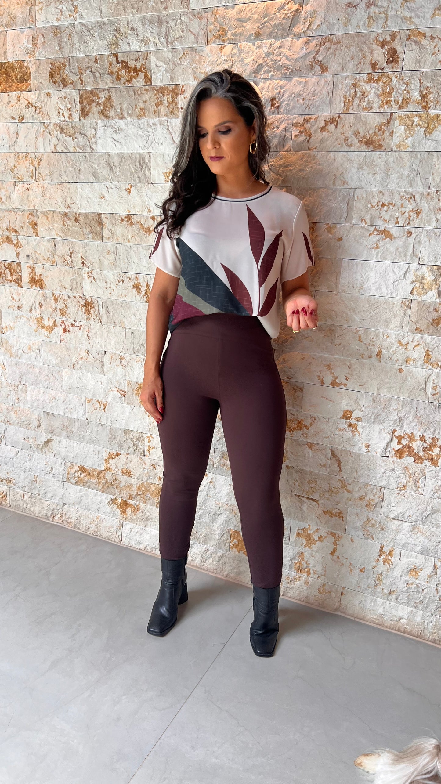 Blusa Gola Trico Bicolor YU- Estampado
