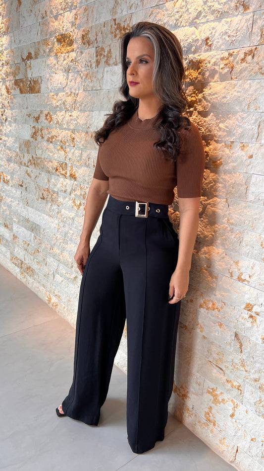 Blusa Manguinha Trico EAG- Marrom 5723