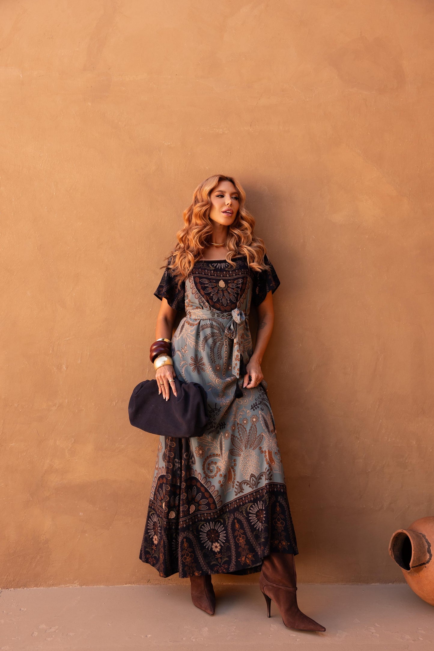 Vestido Longo Faixa Esoterico ARTE- Estampado 5861