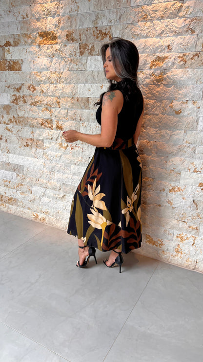 Saia Midi Prespotada PIS-  Estampado 5642