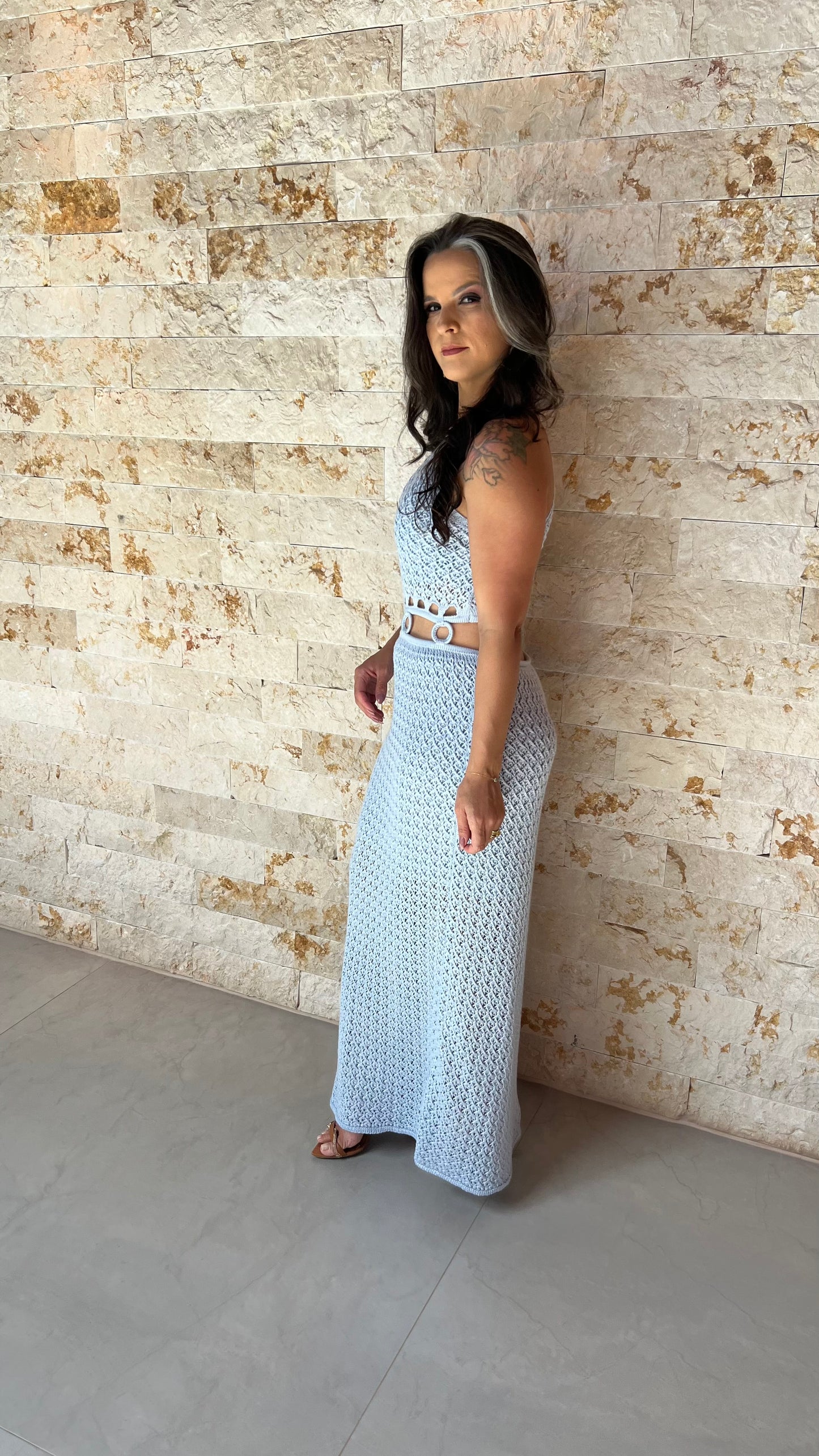 Vestido Midi Argola Cintura POLI- Azul 5897