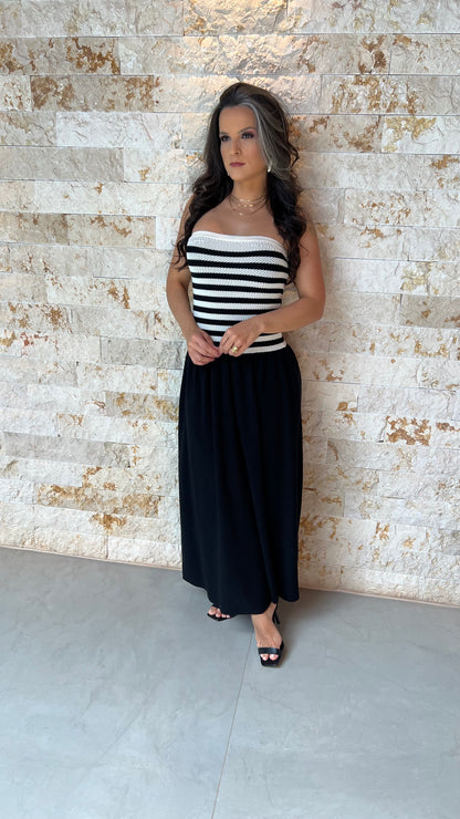 Vestido Midi Tricô Tomara que Caia POLI- Preto 5913
