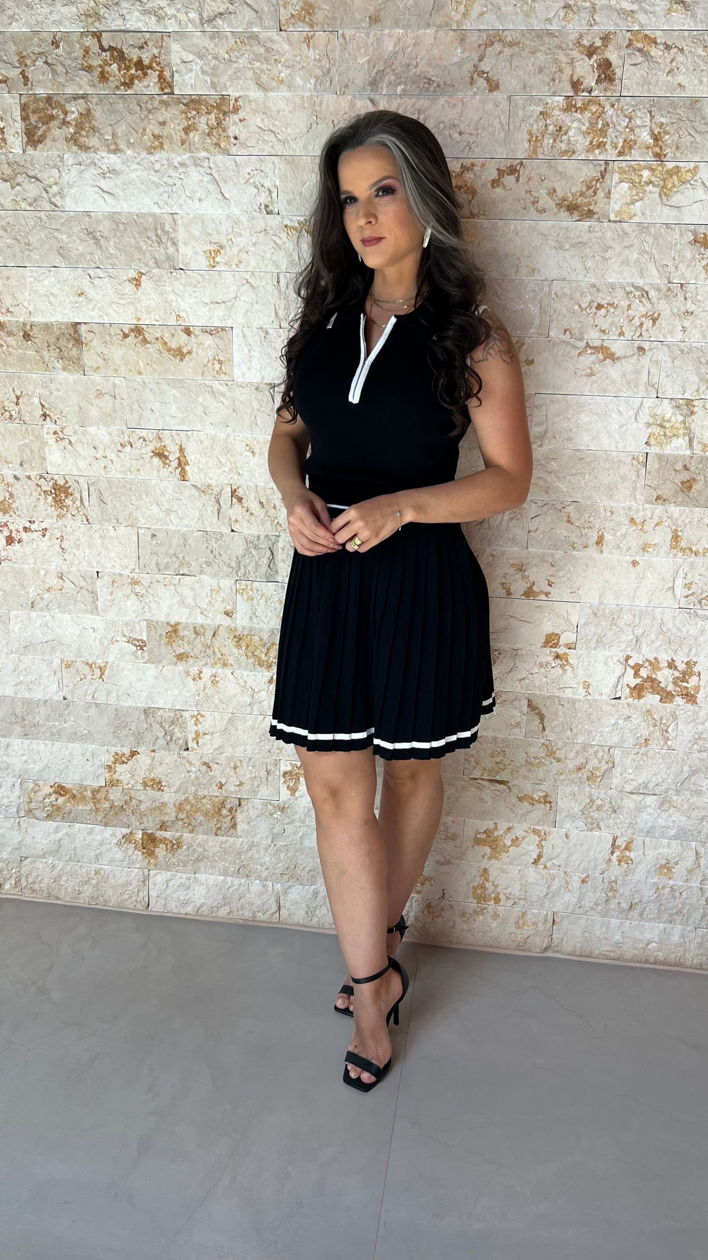 Conjunto Saia e Blusa Tricô School EAG- Preto 5908