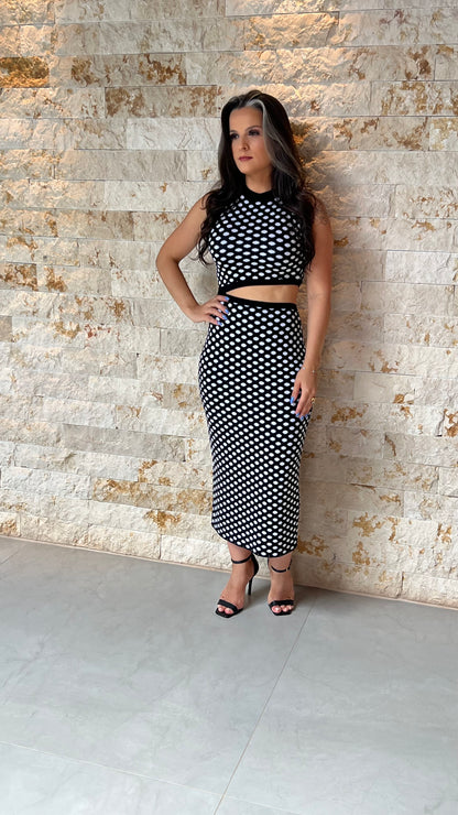 Vestido Midi Tricô POLI- Preto 5893