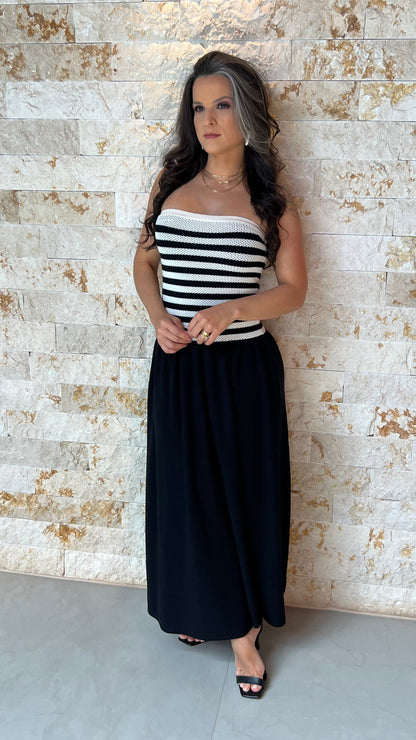 Vestido Midi Tricô Tomara que Caia POLI- Preto 5913