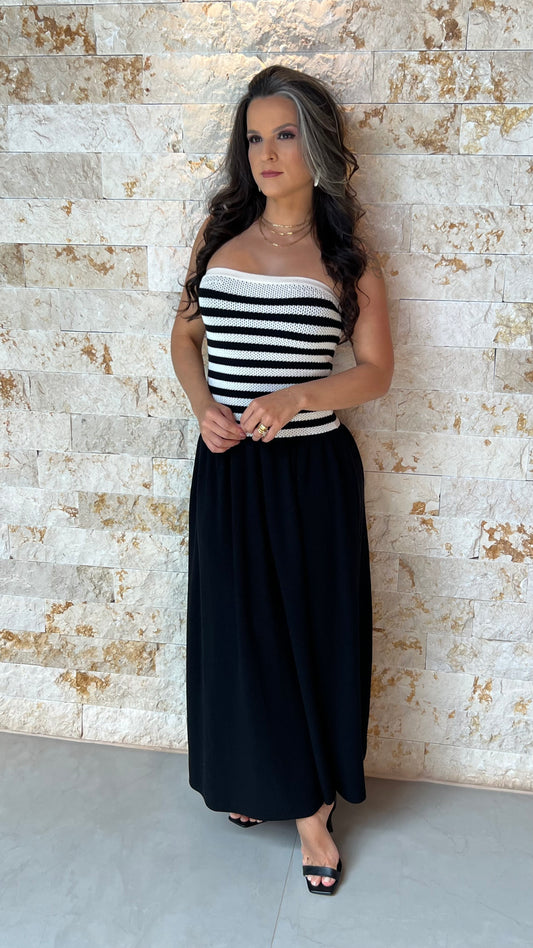 Vestido Midi Tricô Tomara que Caia POLI- Preto 5913