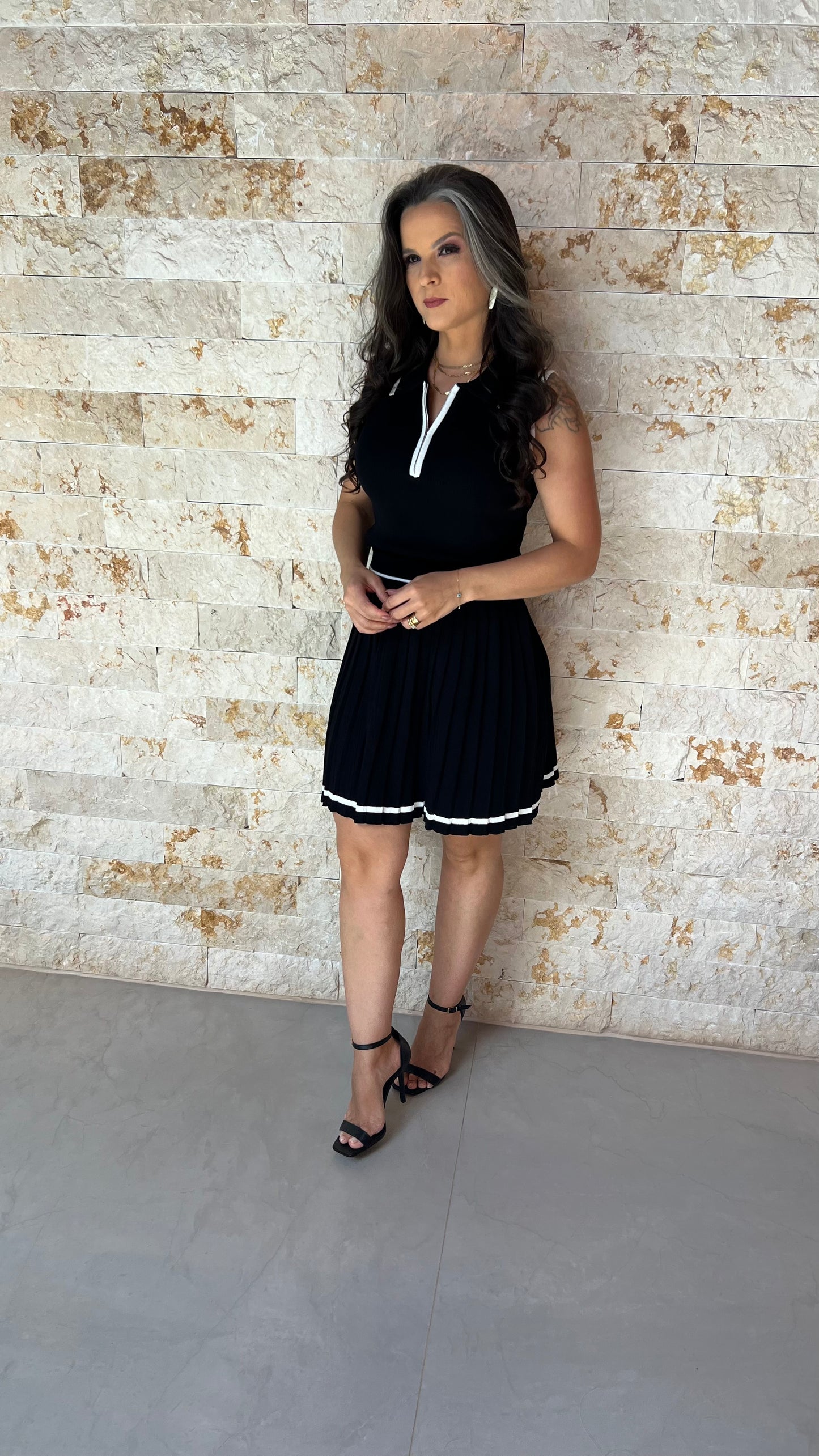 Conjunto Saia e Blusa Tricô School EAG- Preto 5908