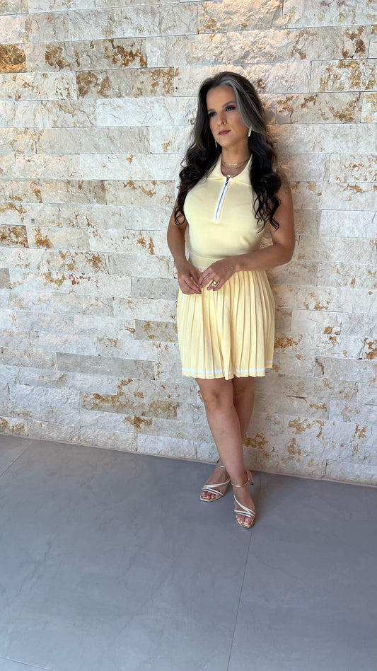 Conjunto Saia e Blusa Tricô School EAG- Amarelo 5908