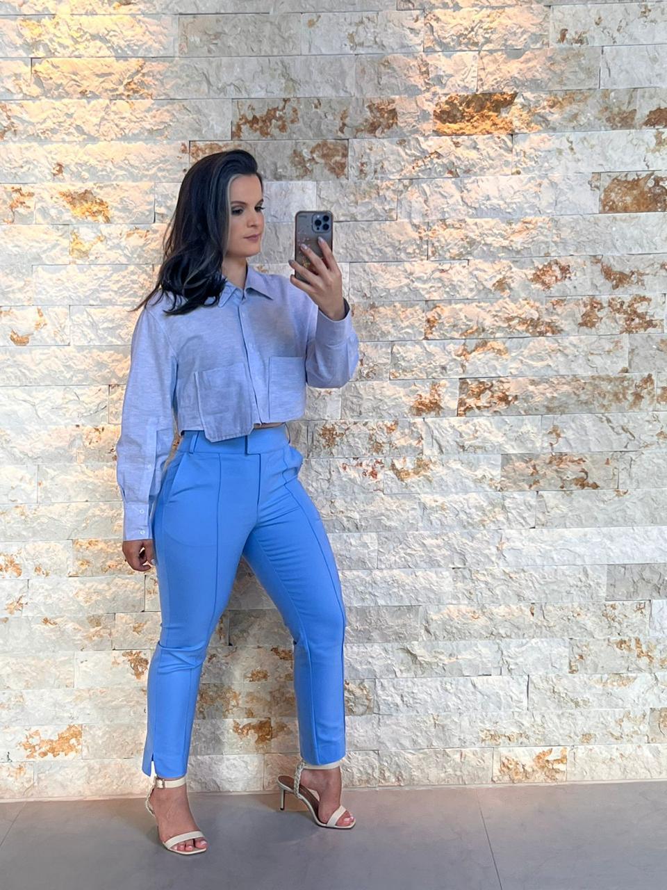 Calça Alfaiataria Tecido Portinari - Liso Azul Claro 5253