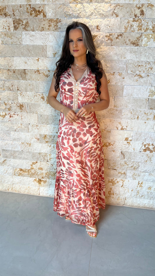 Vestido Midi Tule Botões PIS-  Estampado 5900