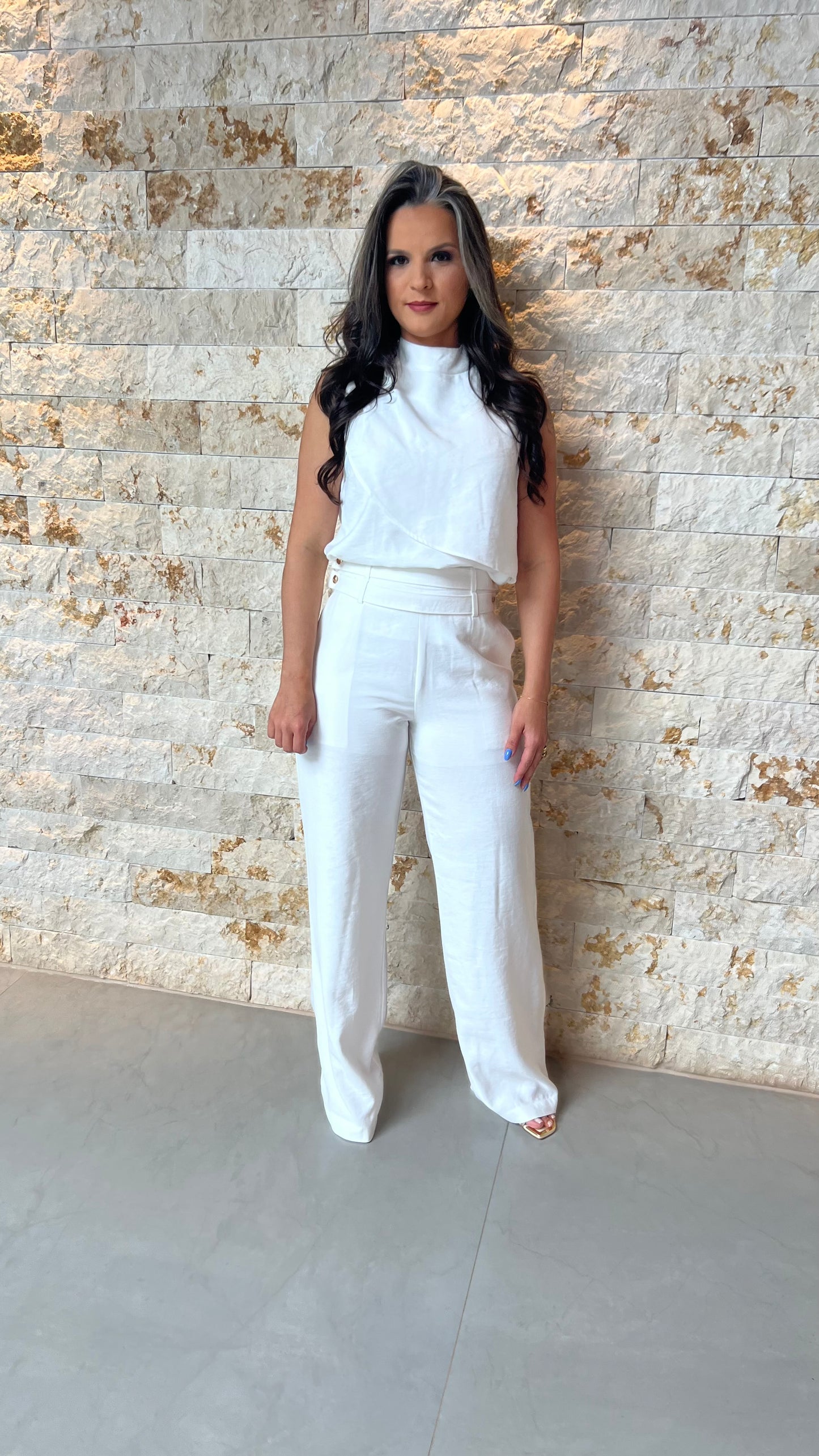 Conjunto Calça e Blusa Botões JEN- Branco 5892