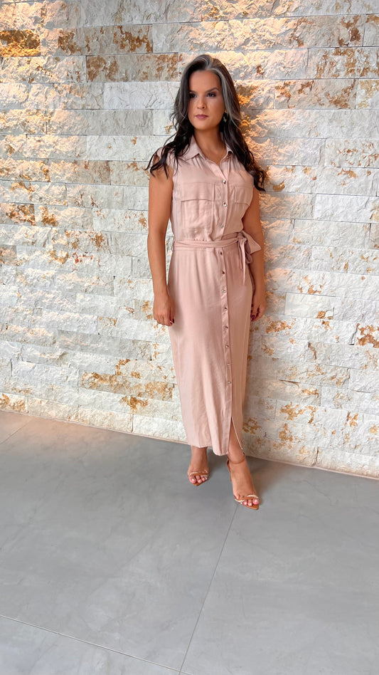 Vestido Chemisse Bolso PIS - Nude 5421