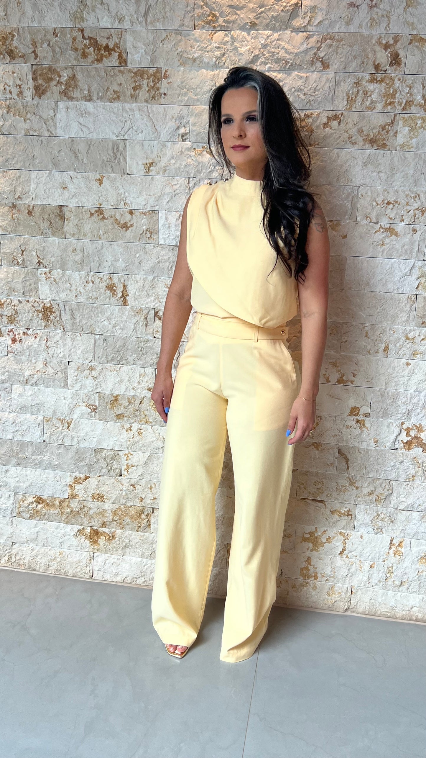 Conjunto Calça e Blusa Botões JEN- Branco 5892