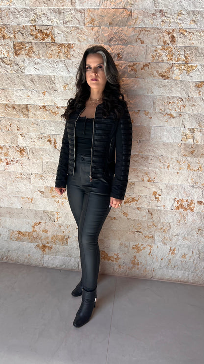 Jaqueta Couro Tiras - Preto 3413