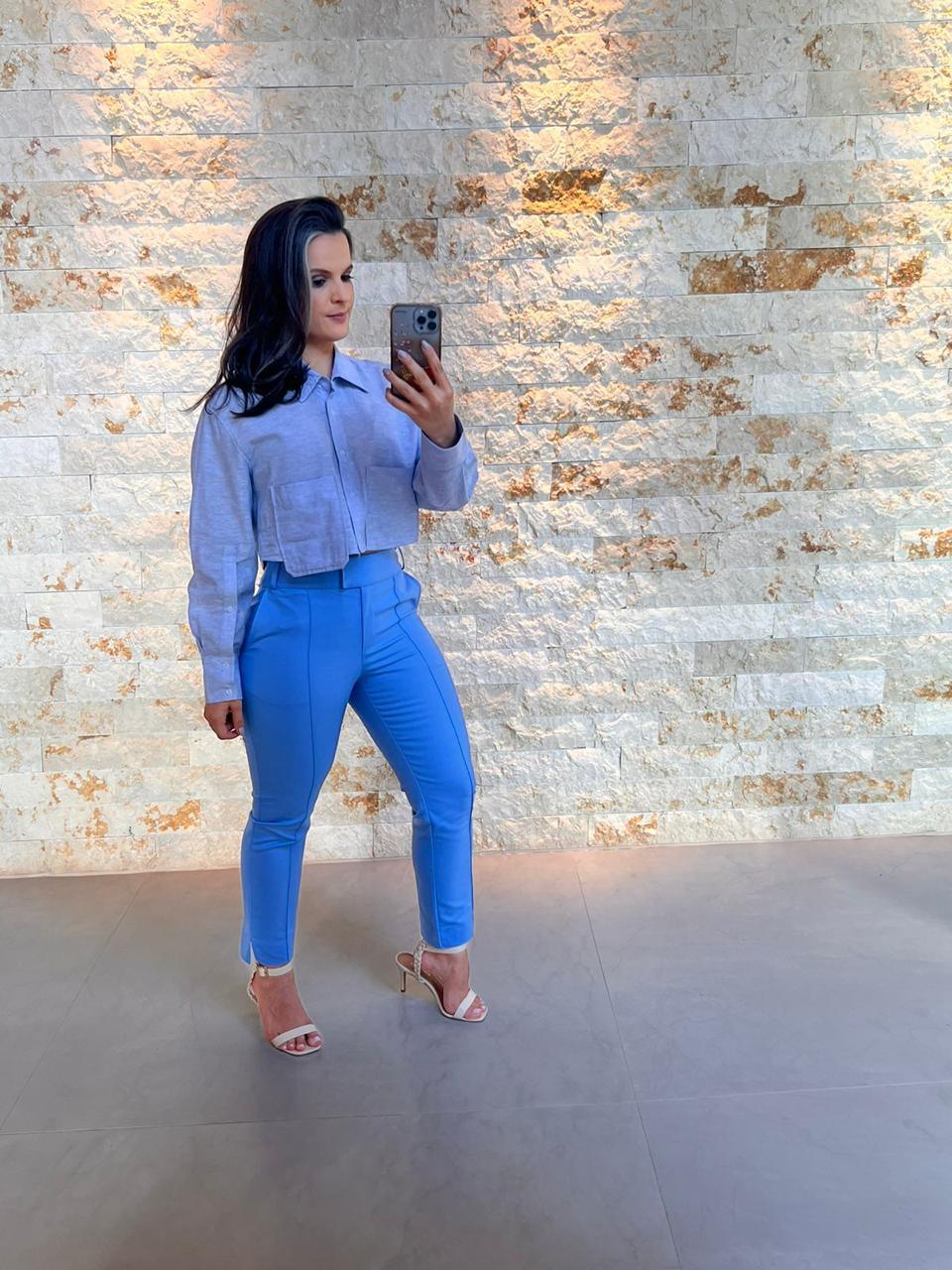 Calça Alfaiataria Tecido Portinari - Liso Azul Claro 5253
