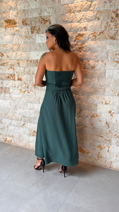 Conjunto Blusa e Saia Midi Vintage PIS- Verde 5592