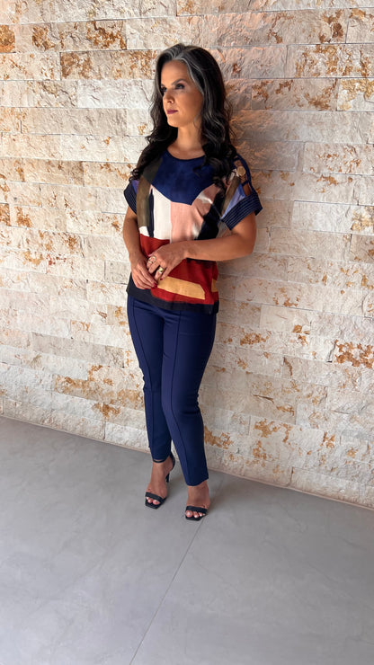Blusa Abstrata Manga PIS- Estampado 5620