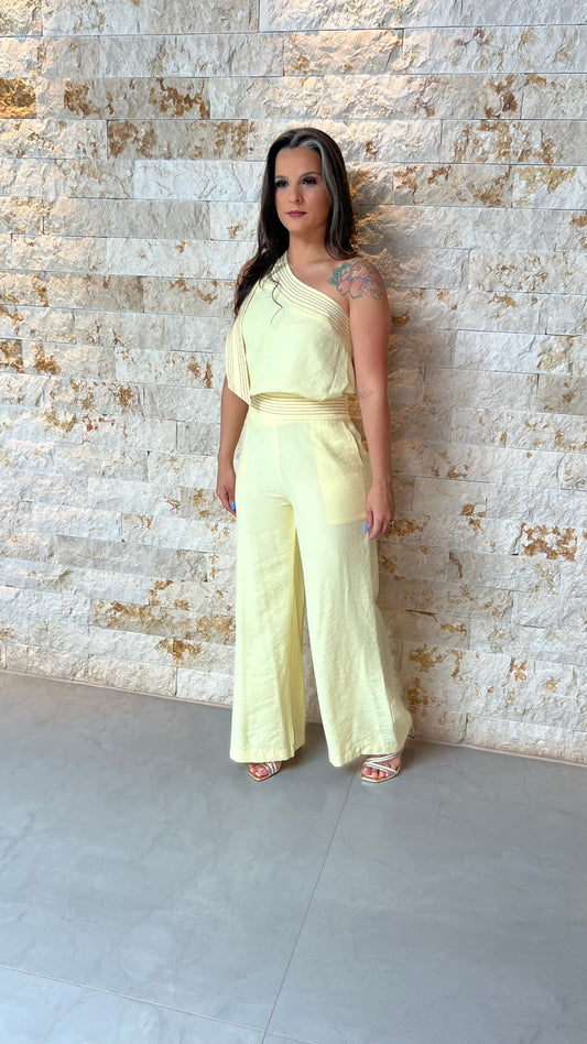 Conjunto Calça e Blusa Ombro Só JEN- Amarelo 5891