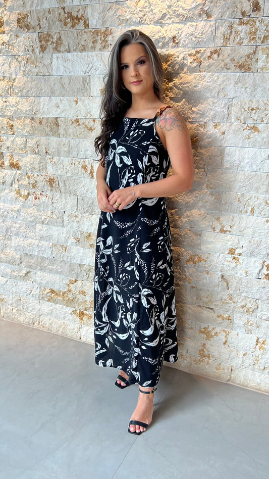 Vestido Midi Alça Fivela ALO- Estampado 5928