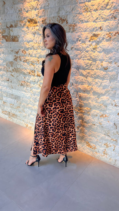 Saia Midi Fenda Animal RIO-  Estampado 5603