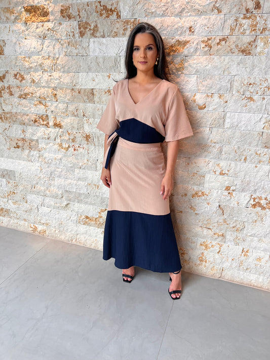 Conjunto Saia e Blusa Bicolor TOFASH- Estampado 5446