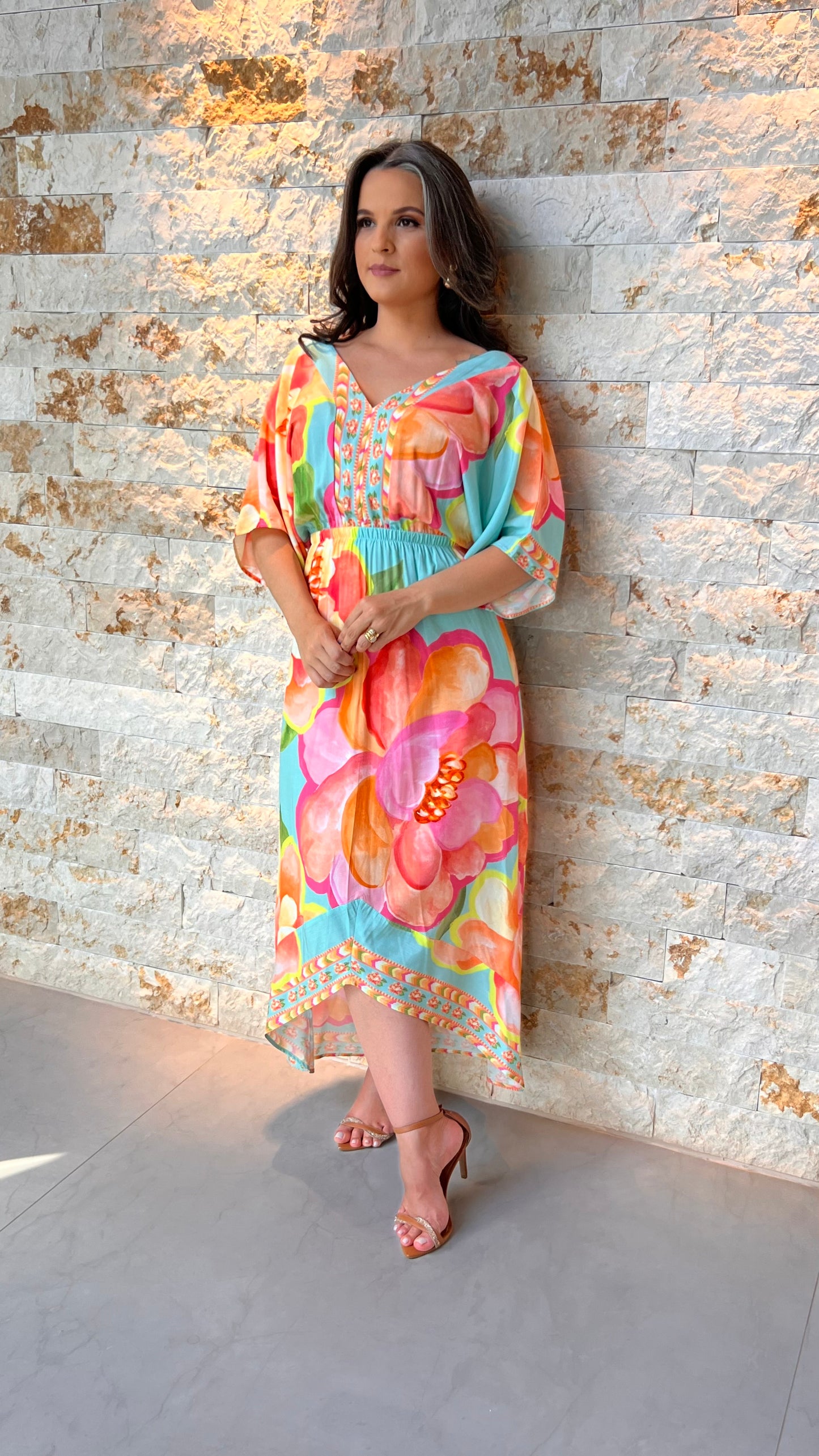 Vestido Midi Mollet Flores ARTE- Estampado 5329