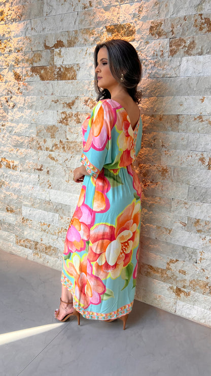 Vestido Midi Mollet Flores ARTE- Estampado 5329