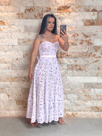 Vestido Midi Laço Grande Limon- Branco 5341