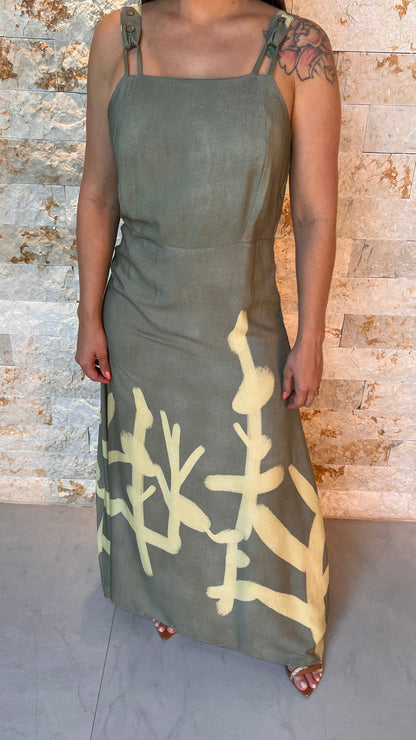 Vestido Longo Botão Alça RIO - Verde