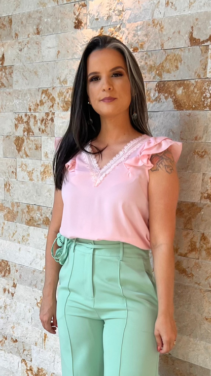 Calça Cinto Flor KA - Liso Verde 5357