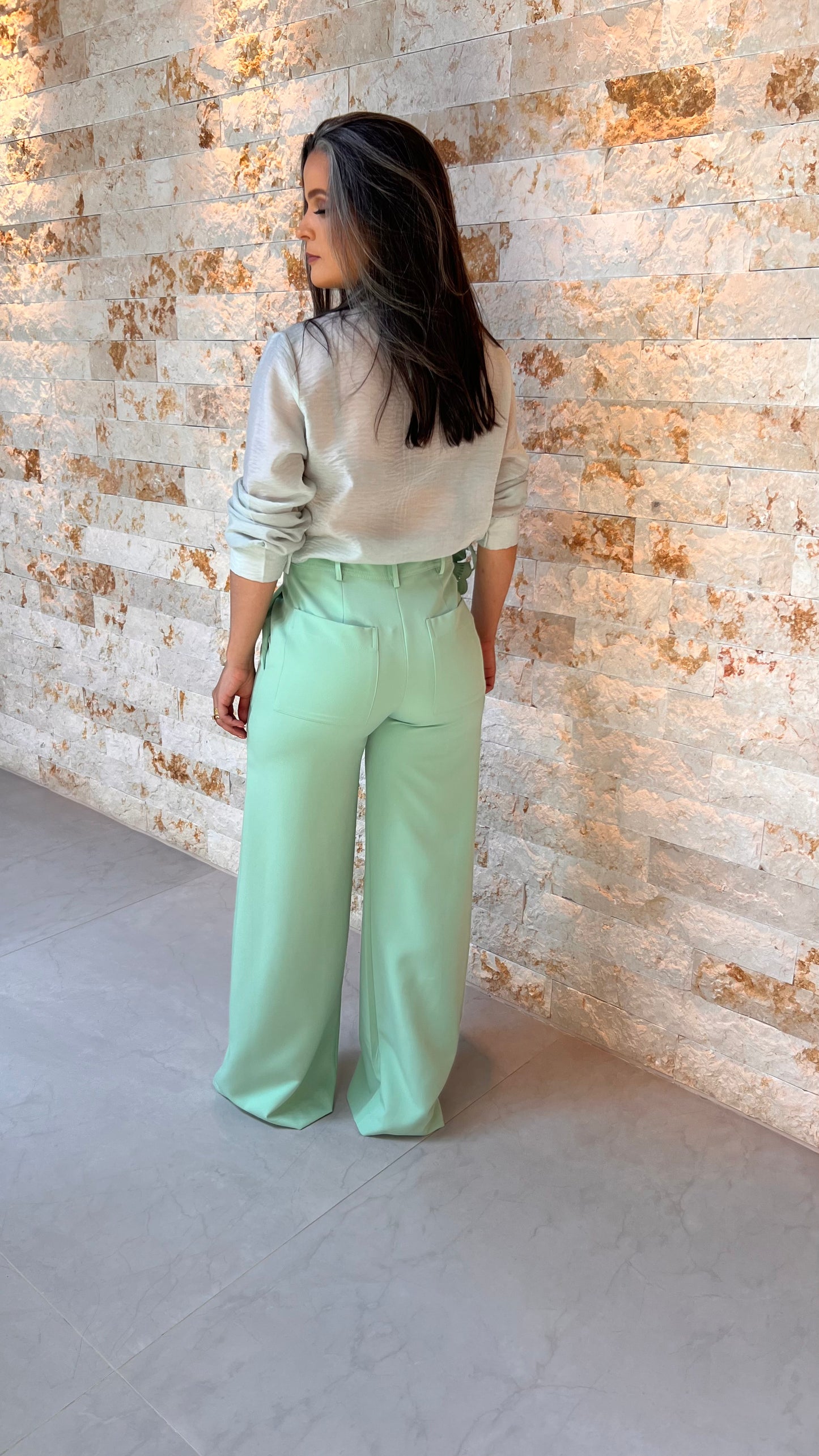 Camisa Organza LA VI - Liso  Verde 5363
