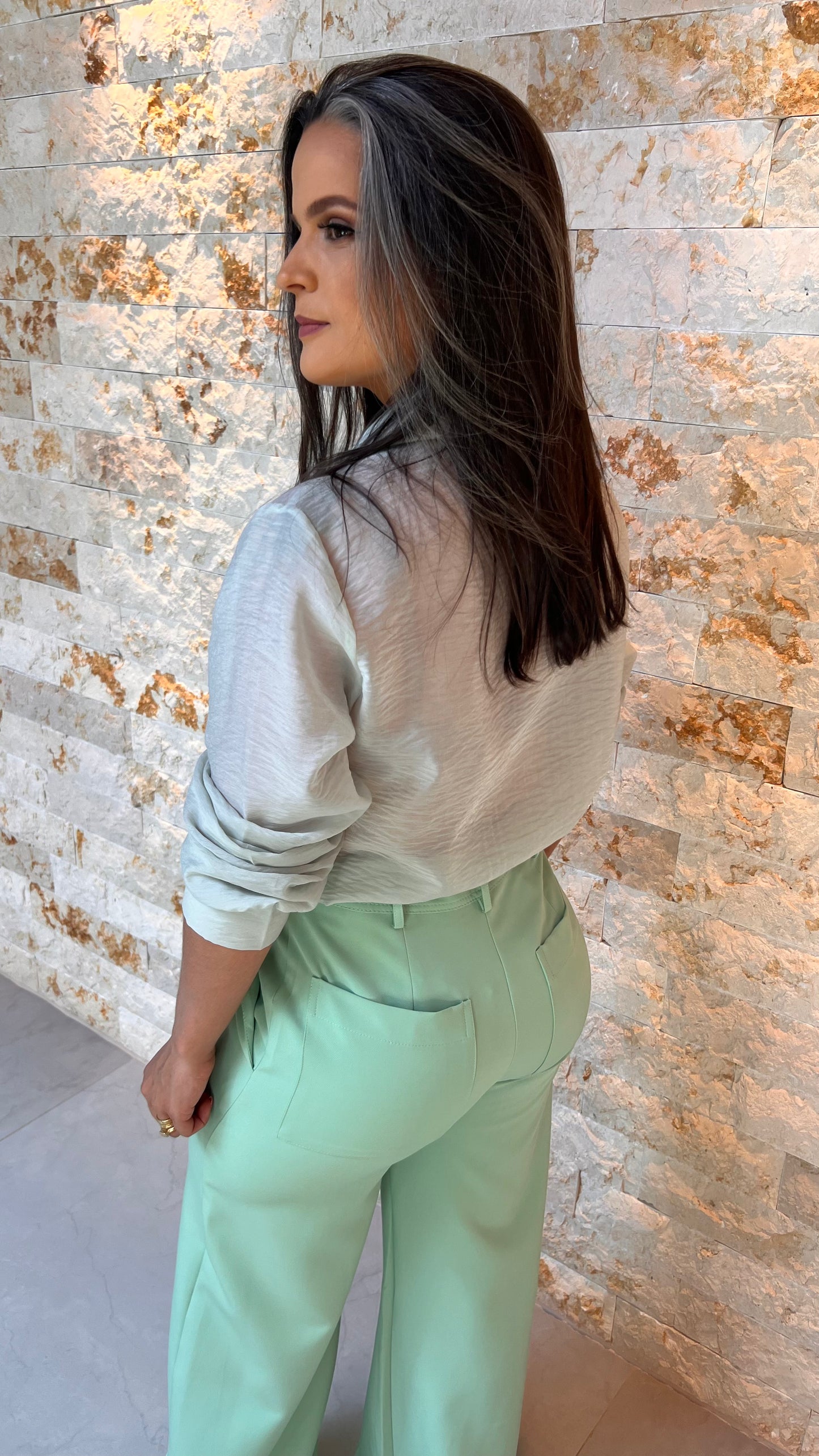 Camisa Organza LA VI - Liso  Verde 5363