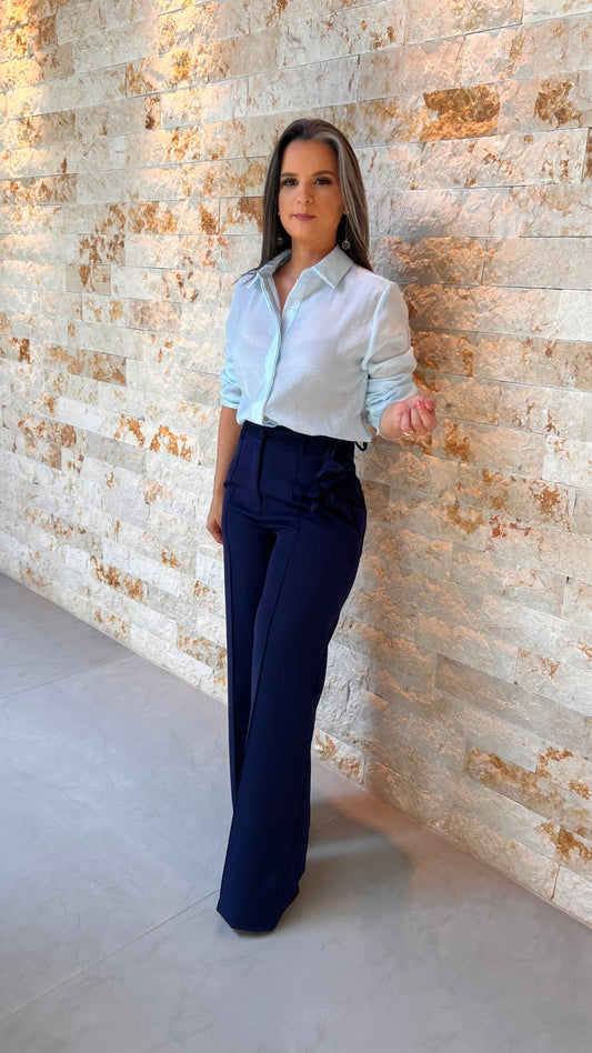 Camisa Organza LA VI - Liso Azul 5363