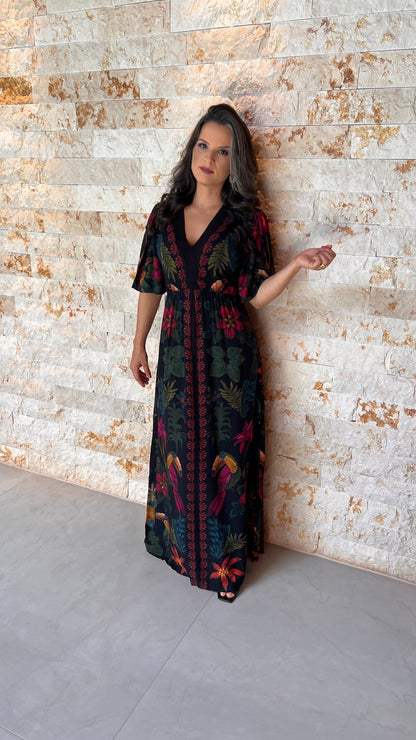 Vestido Longo Trico Busto Tucano ARTE- Estampado 5608