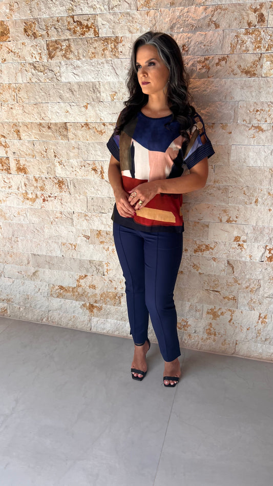 Blusa Abstrata Manga PIS- Estampado 5620
