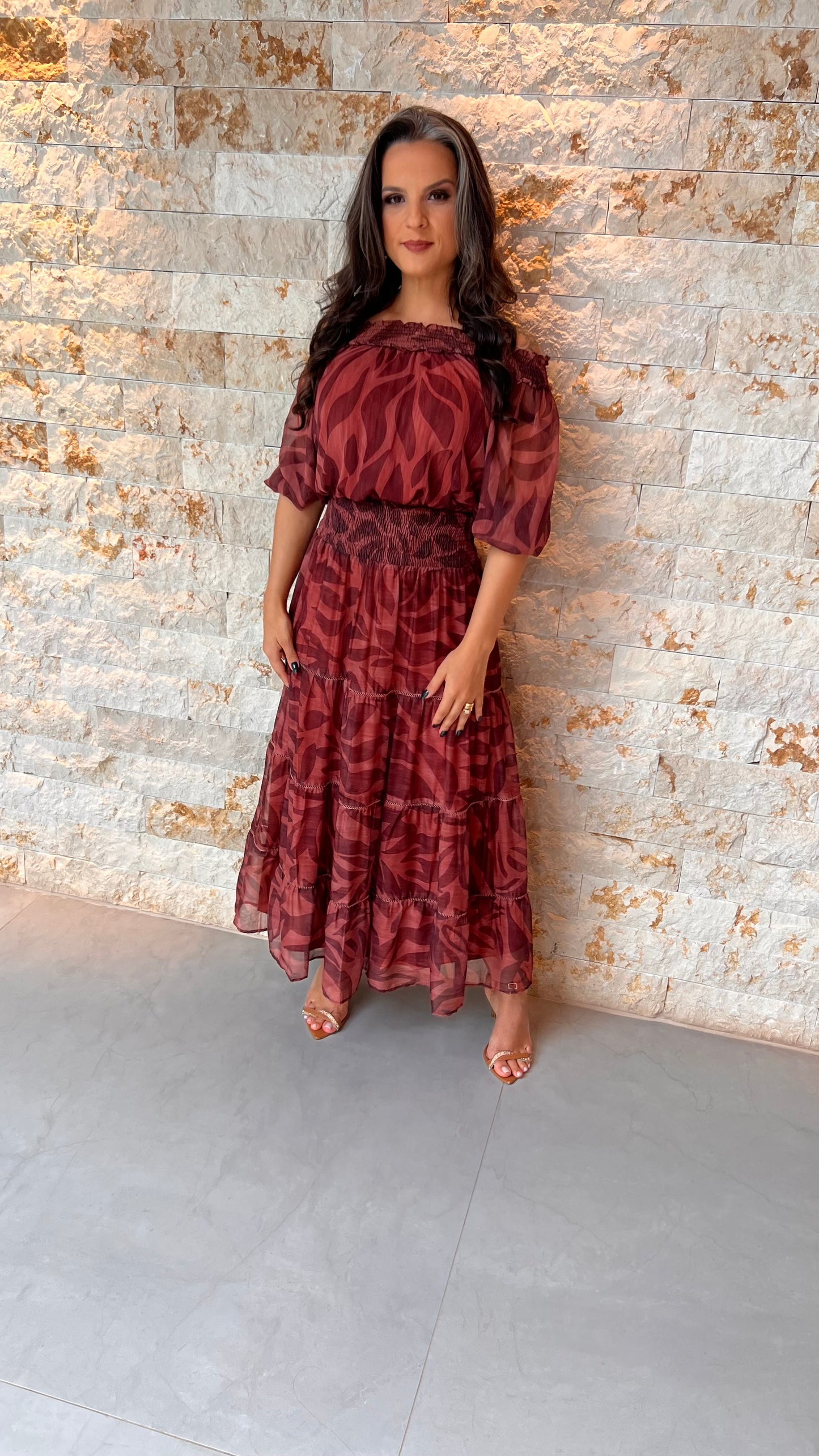 Conjunto Cropped Saia Midi Tule- Estampado 5738