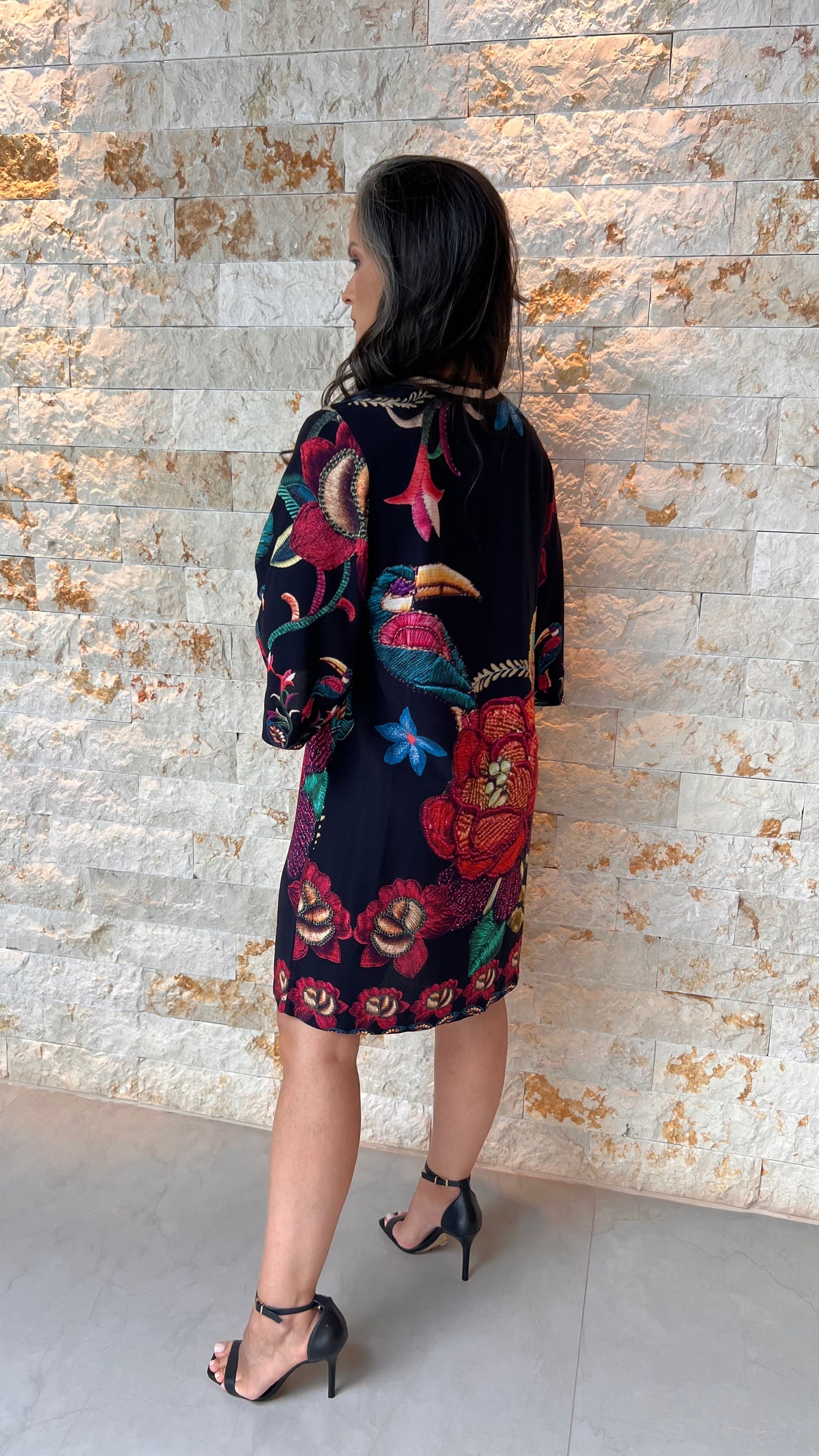 Vestido Curto Gola Trico CHI- Estampado 5588