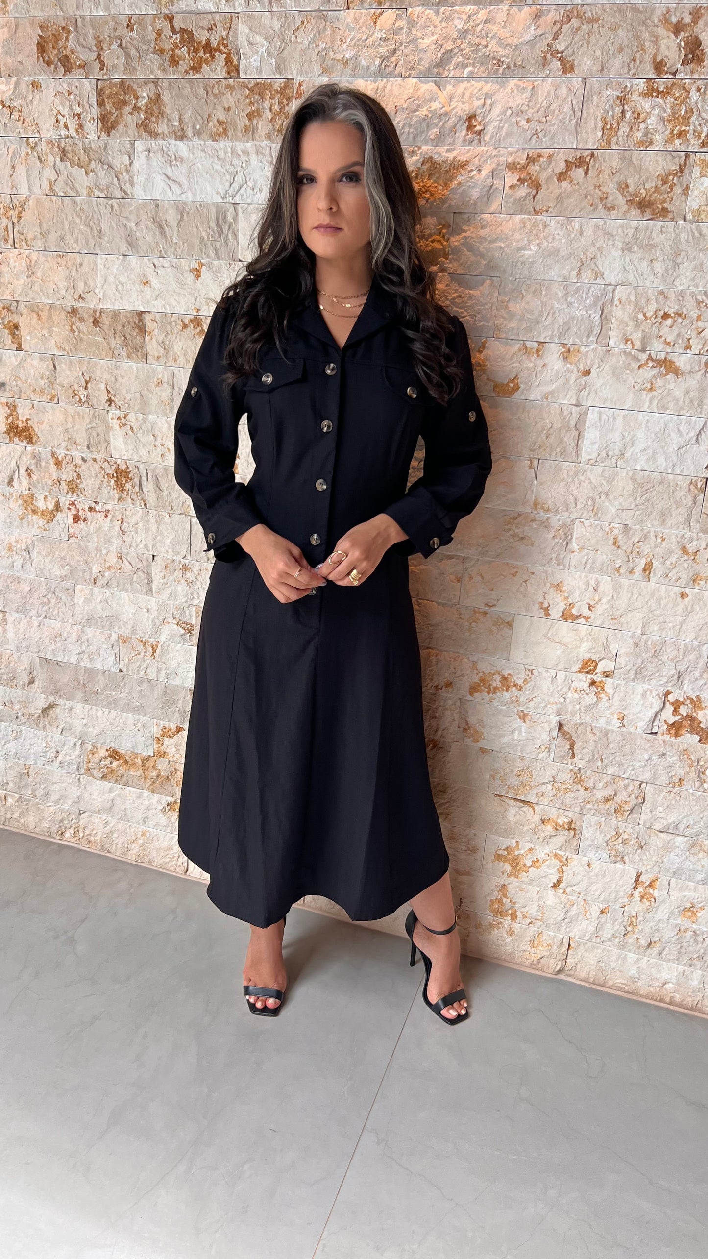 Vestido Chemisse Botões MAZ- Preto 5712