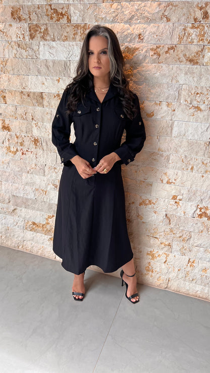 Vestido Chemisse Botões MAZ- Preto 5712