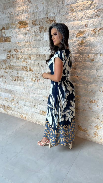 Vestido Midi Detalhe Ombro PIS- Estampado 5920