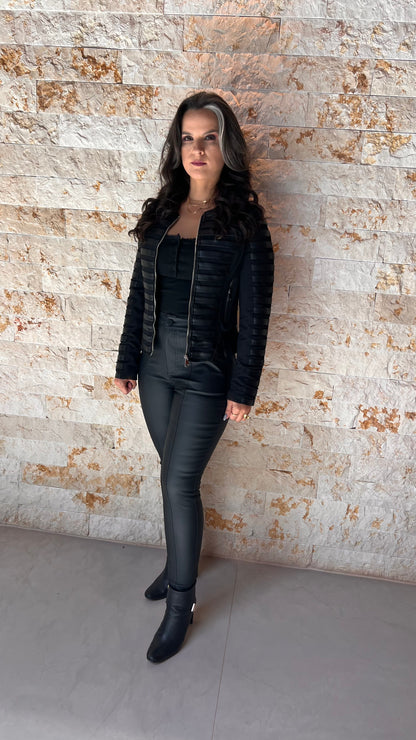 Jaqueta Couro Tiras - Preto 3413