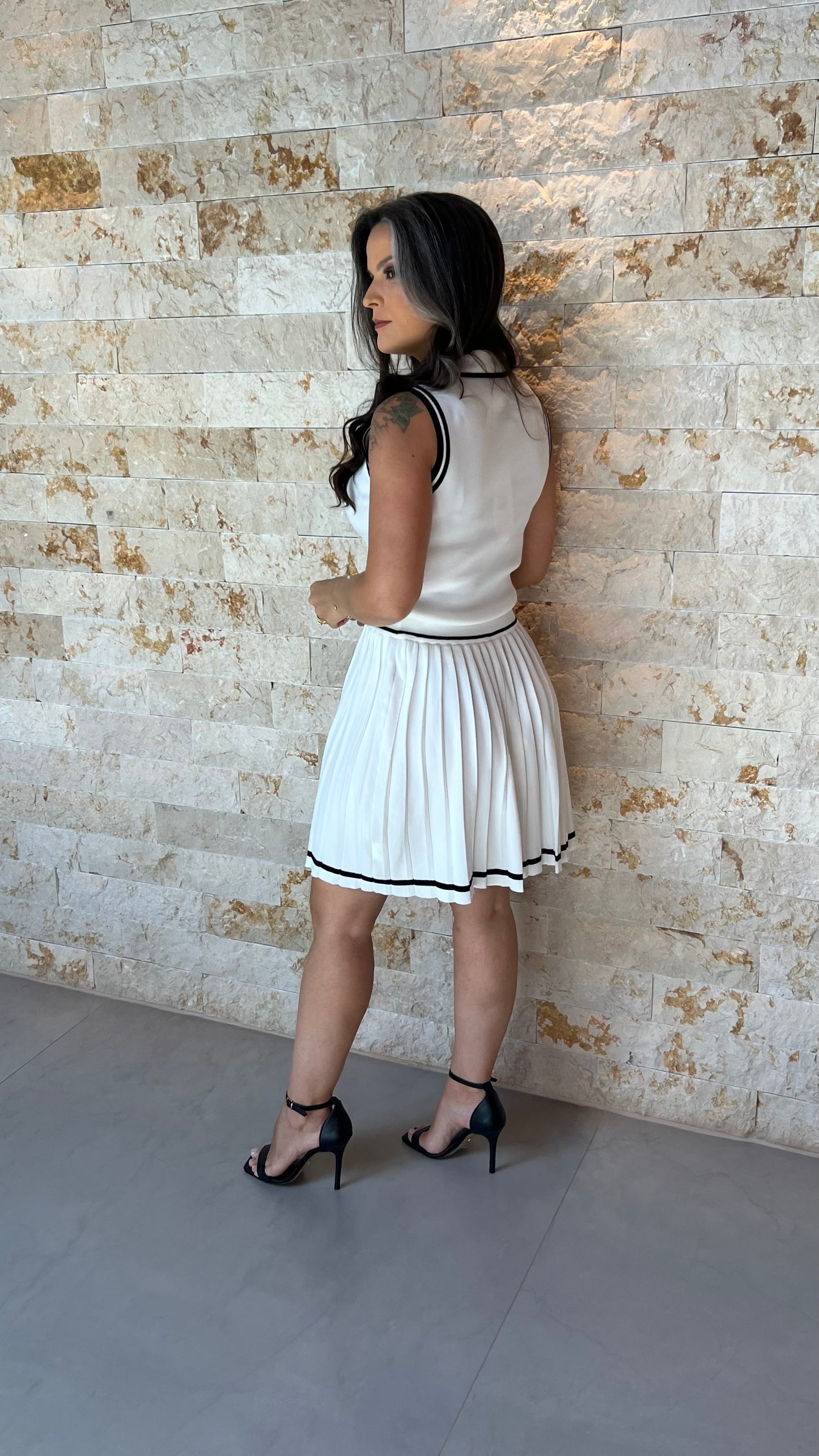 Conjunto Saia e Blusa Tricô School EAG- Branco 5908