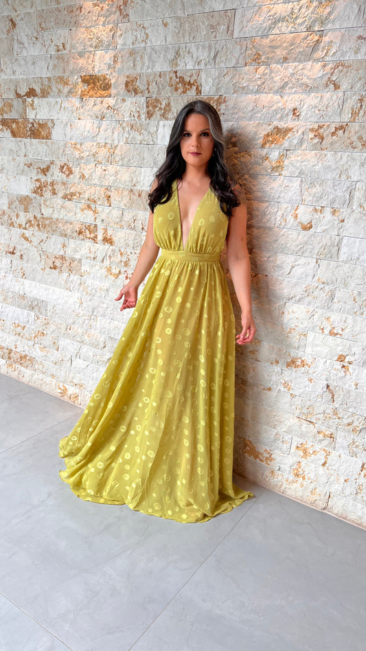 Hot Pants Chiffon Long Dress - Green