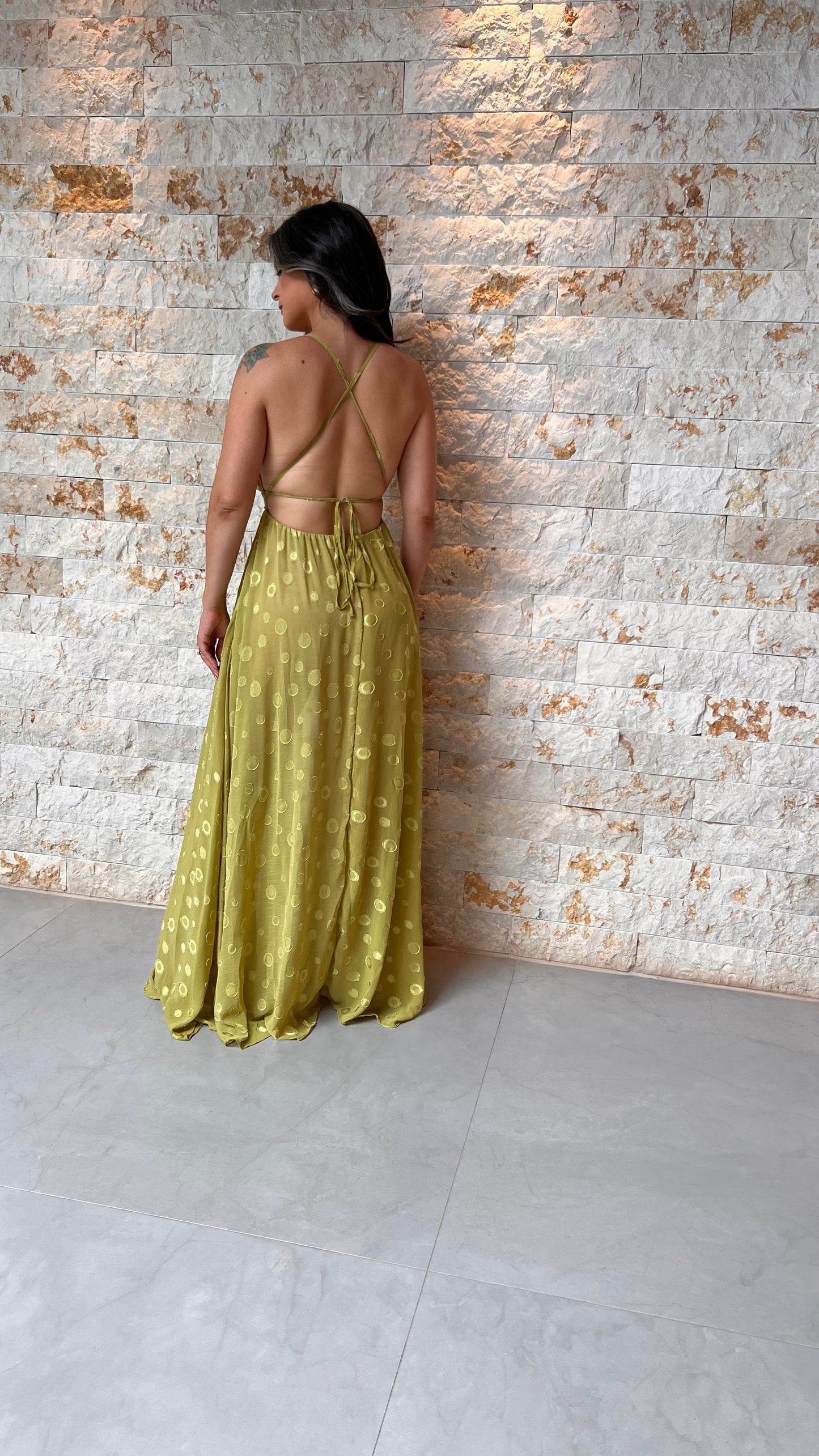 Hot Pants Chiffon Long Dress - Green