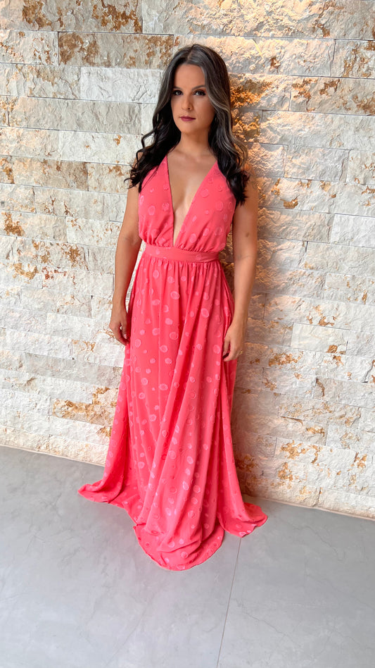 Hot Pants Chiffon Long Dress - Pink