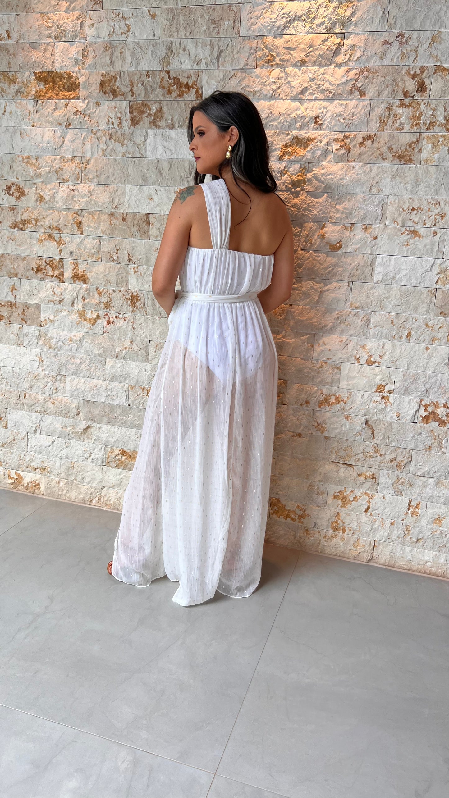 Emporium Hot Pants Null Sleeve Long Dress - White
