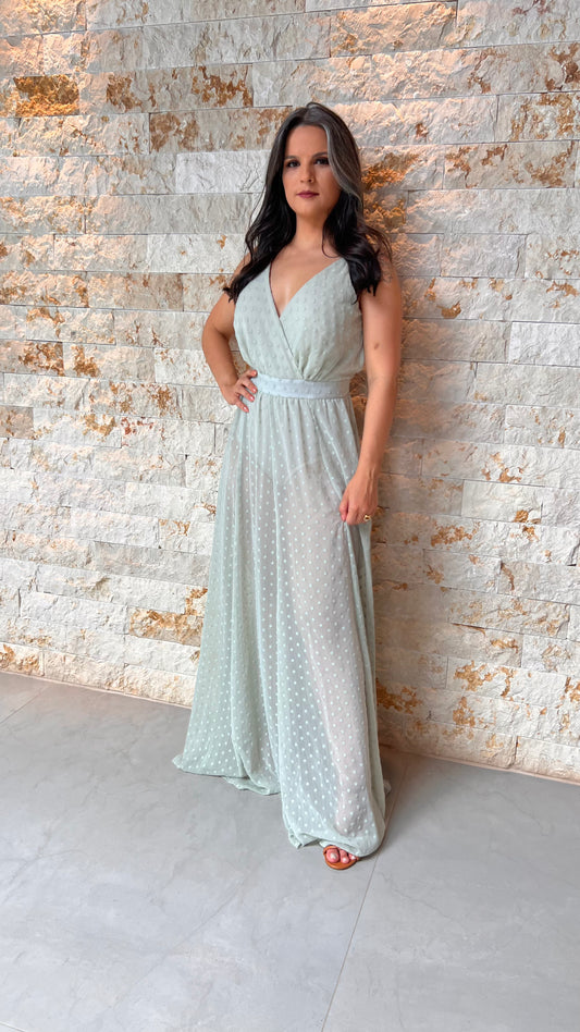 Hot Pants Long Dress - Light Green