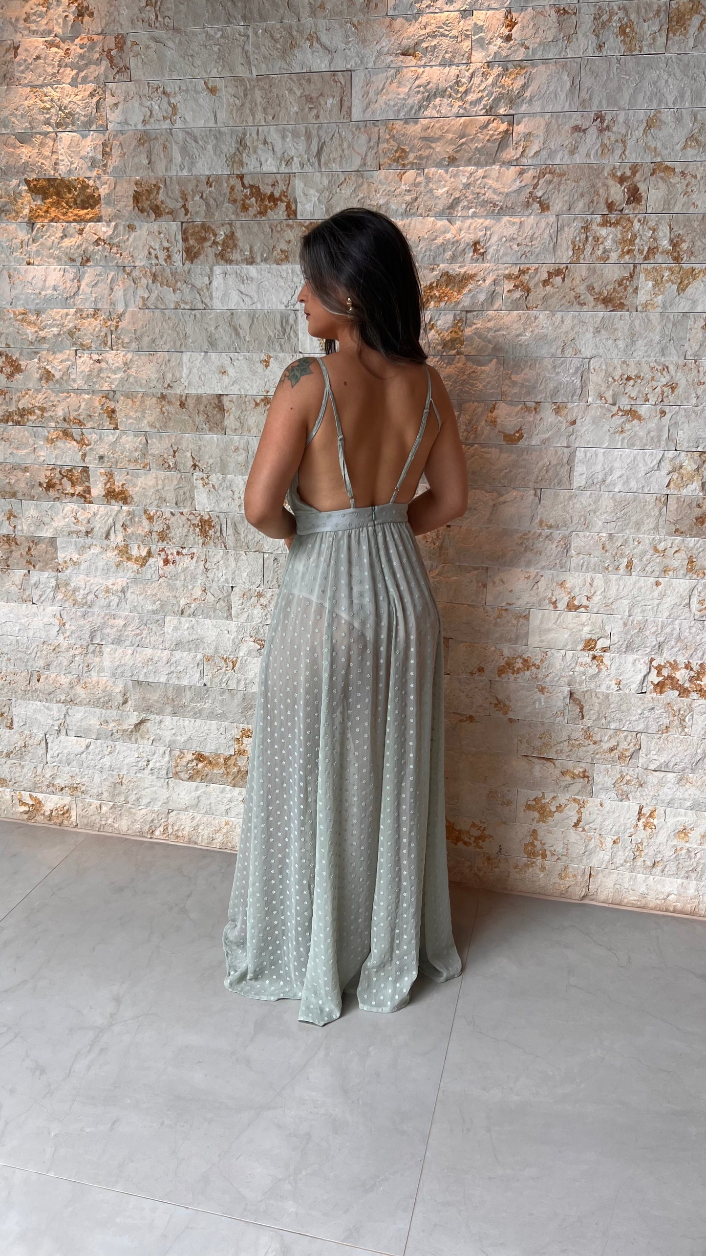 Hot Pants Long Dress - Light Green
