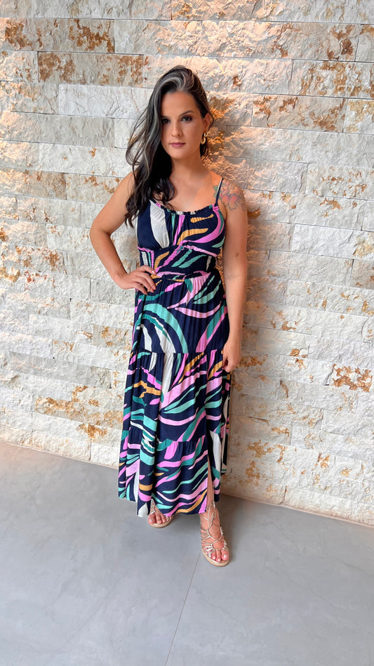 Vestido Midi Lastex Cruzado PIS- Estampado 5494